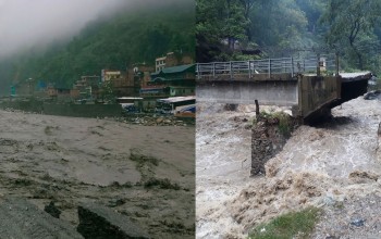 कालीगण्डकी उर्लिएपछि तटबन्ध बग्यो, एक सयभन्दा बढी परिवारलाई सुरक्षित ठाउँमा सारियो